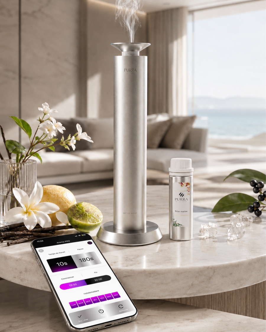 PURRA X300S face à la mer avec l'application de contrôle en français